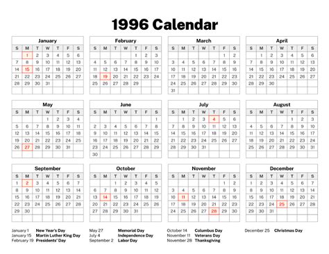 8/4/1996|Calendar for Year 1996 (United States)